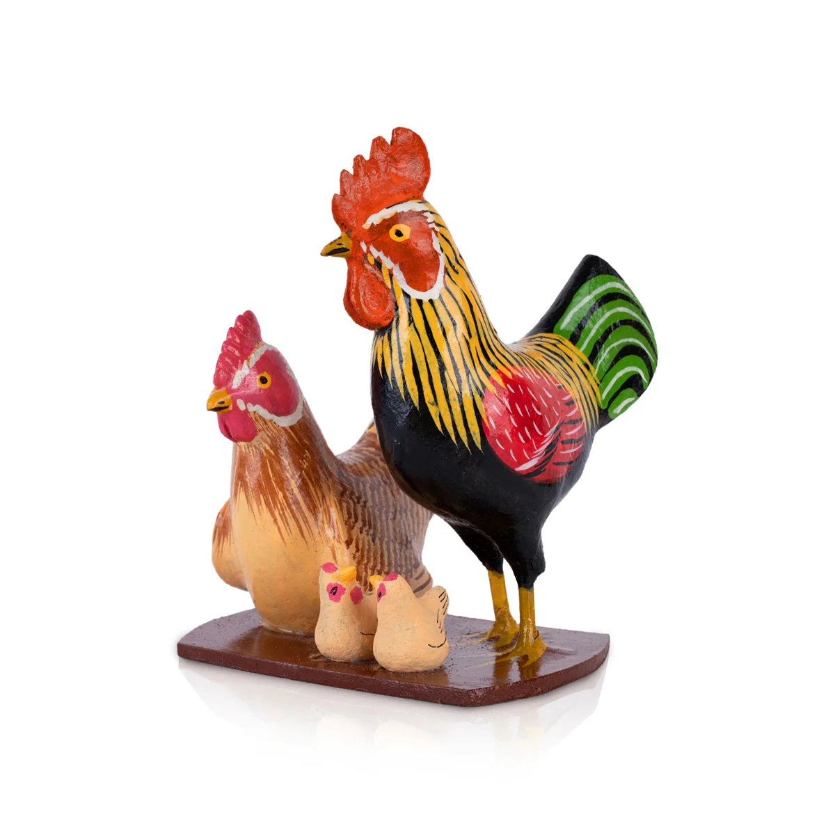 Hen And Cock Family Kondapalli Toy - 6 X 4 Inches | Handmade Showpiece/ Wooden Statue For Home Decor & Gifting - Image 3