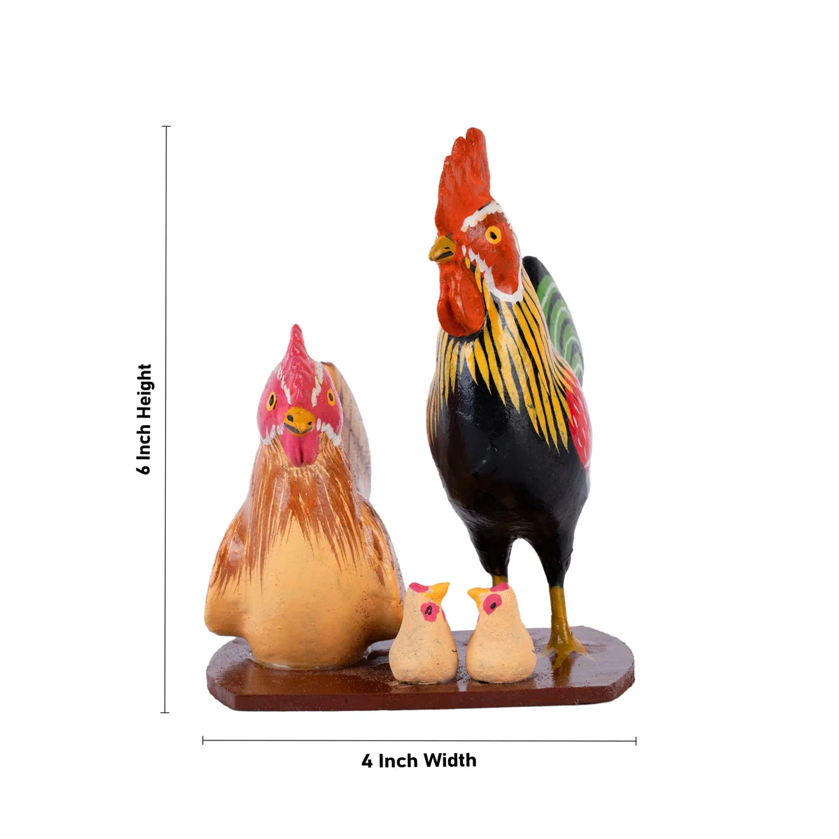 Hen And Cock Family Kondapalli Toy - 6 X 4 Inches | Handmade Showpiece/ Wooden Statue For Home Decor & Gifting - Image 5