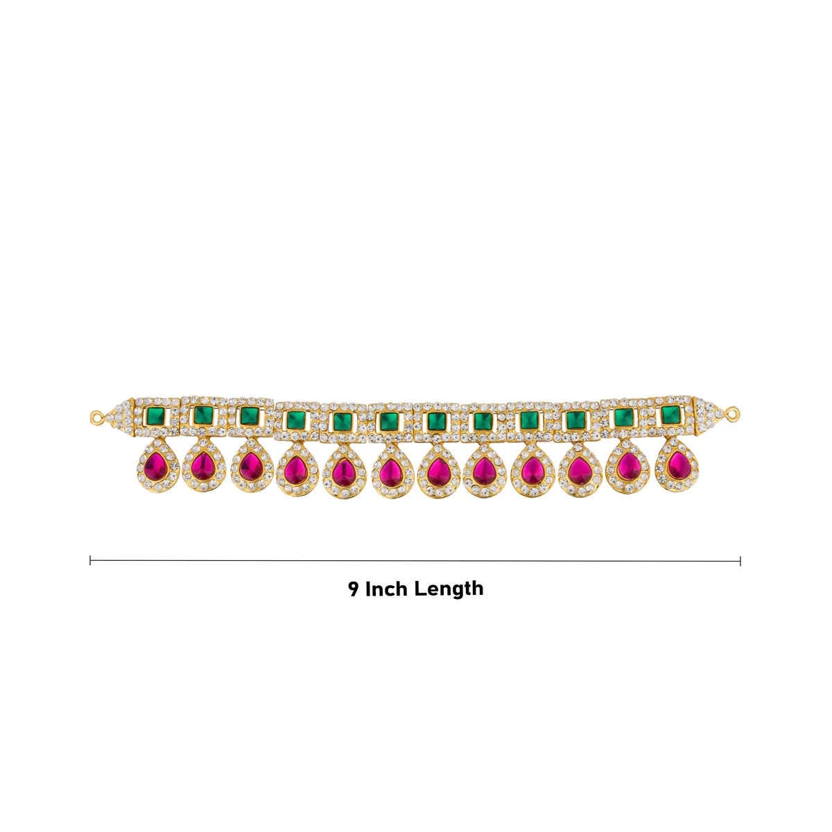 Hip Belt - 9 Inches | Stone Jewellery/ Waist Belt/ Multicolour Stone Belt for Deity - Image 2