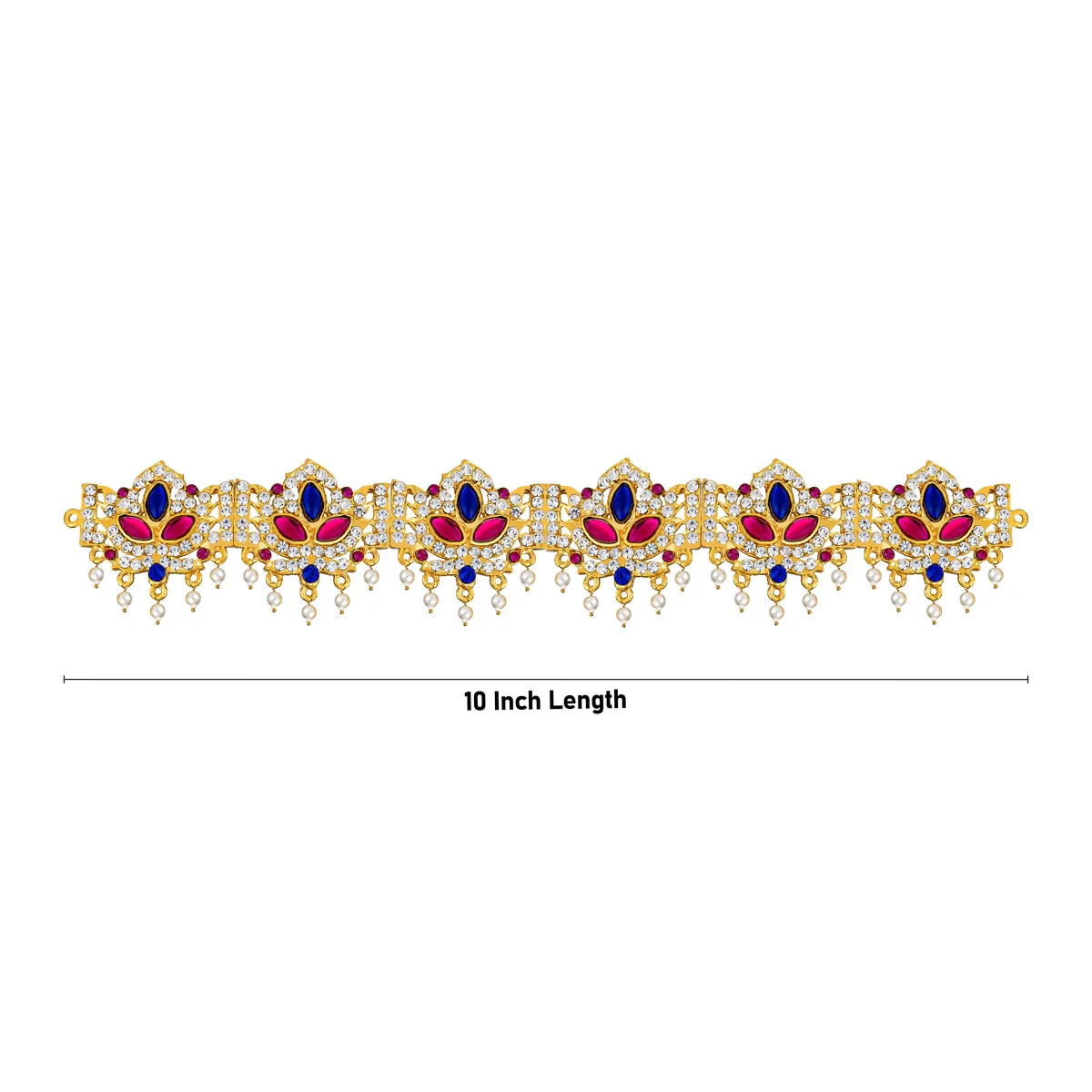 Stone Hip Belt - 1.5 x 10 Inches | Multicolour Stone Waist Belt/ Stone Jewellery/ Stone Belt for Deity Decor - Image 2