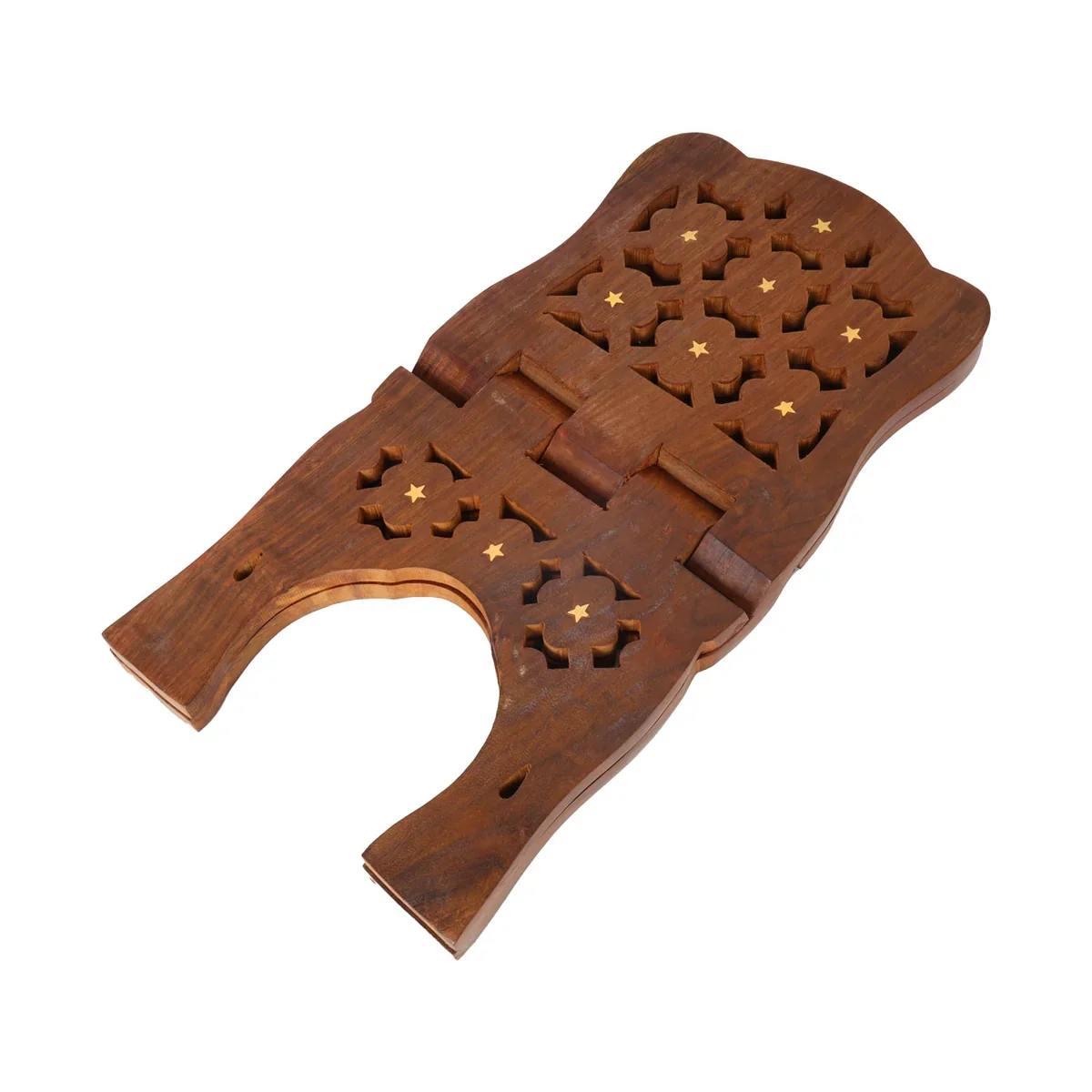 Holy Book Stand - 8 x 15 Inches | Jali Work Rehal/ Star Design Wooden Holy Book Stand for Reading - Image 4