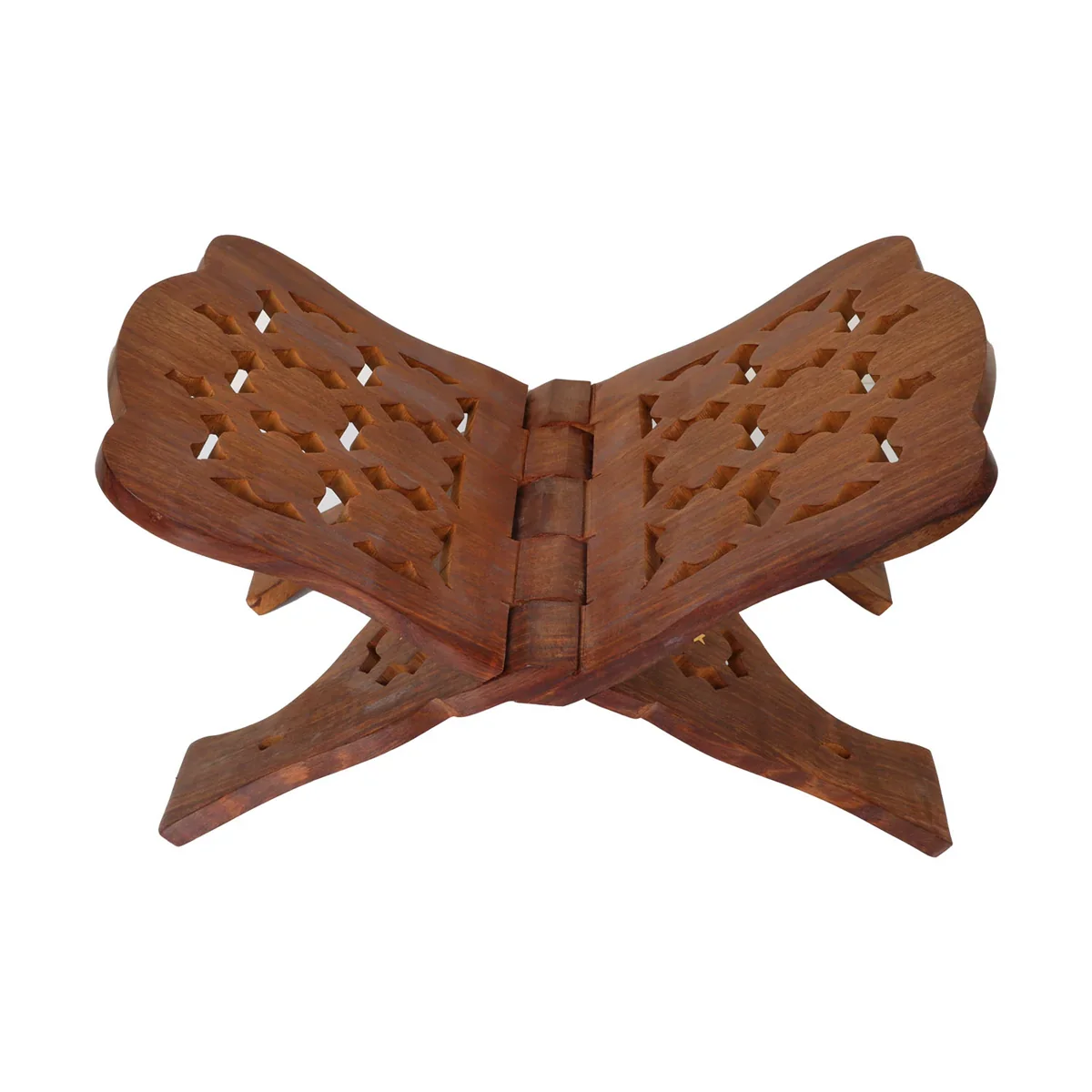 Holy Book Stand - 8 x 15 Inches | Jali Work Rehal/ Star Design Wooden Holy Book Stand for Reading - Image 5