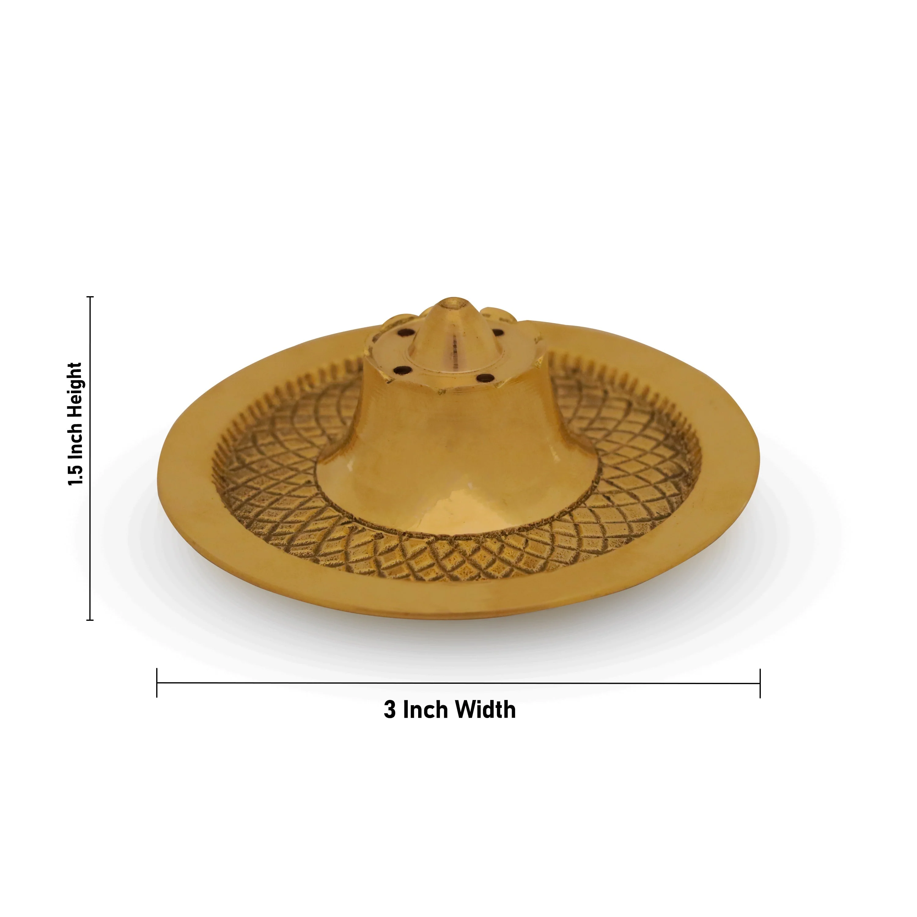 Incense Holder With Plate - 1.5 x 3 Inches | Brass Agarbathi Stand/ Agarbatti Stand for Pooja - Image 3