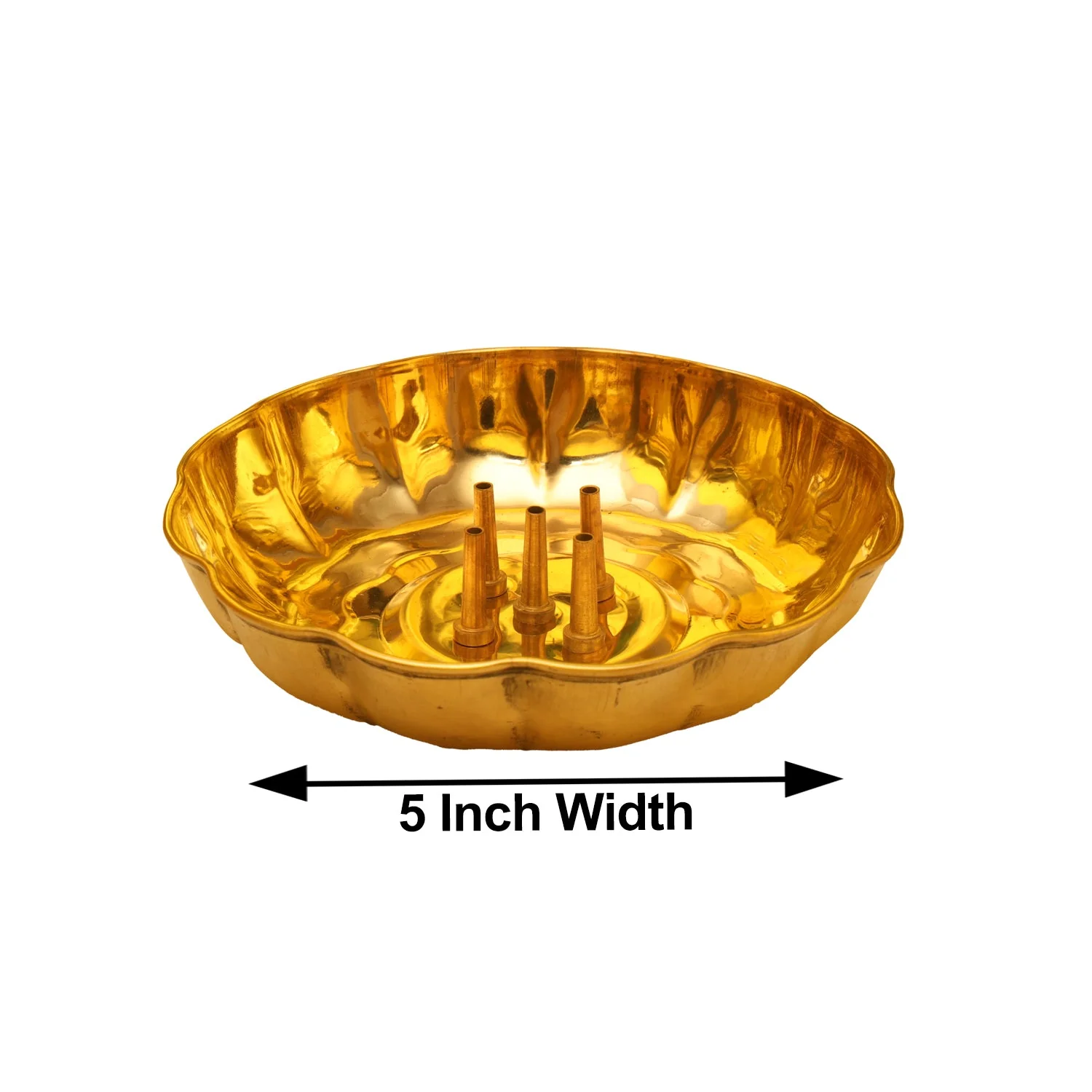 Incense Holder With Plate - 5 Inches | Brass Agarbatti Stand/ Incense Stand for Sticks - Image 2