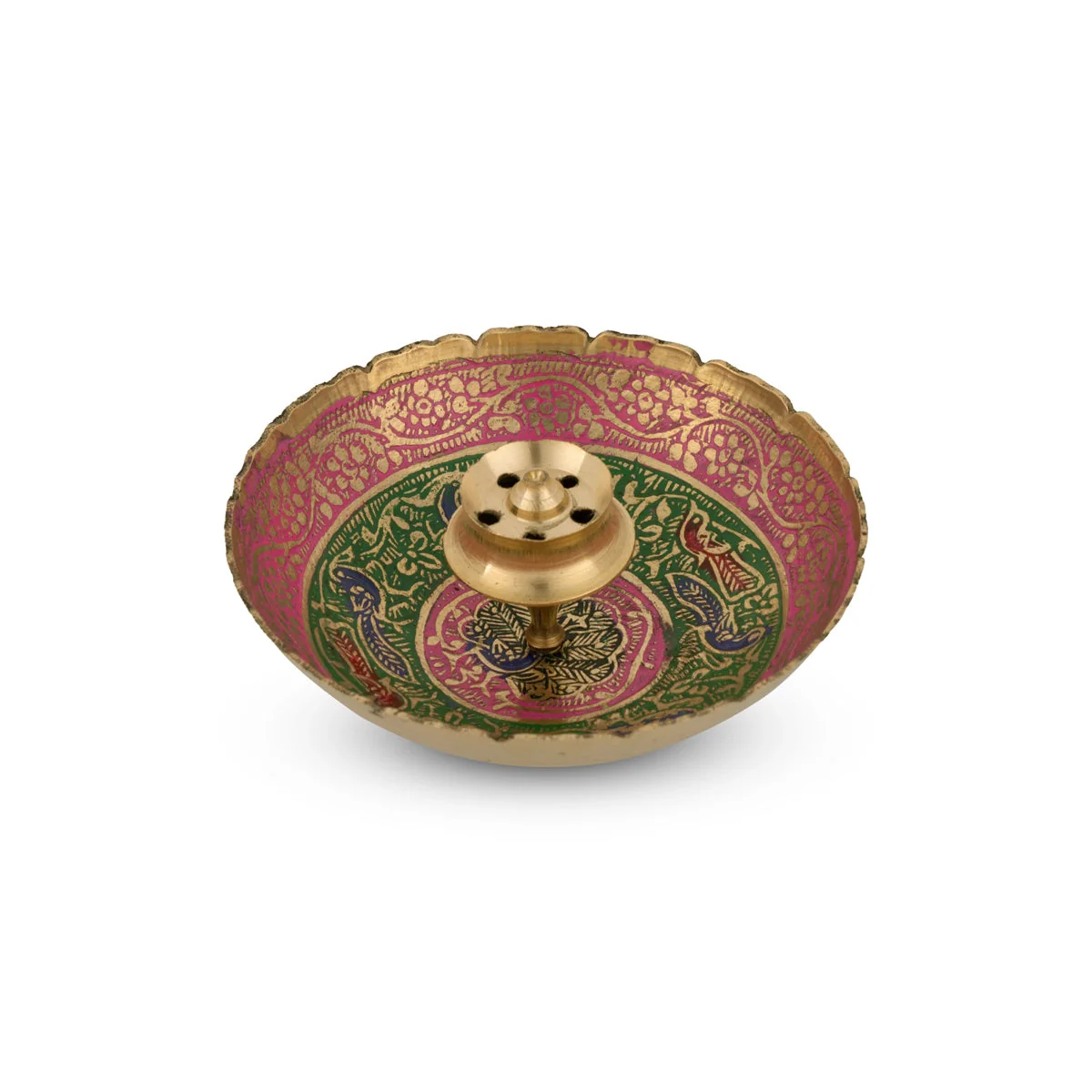 Incense Stick Holder With Bowl - 1.5 x 3.5 Inches | Brass Agarbatti Stand/ Incense Stand for Pooja - Image 2