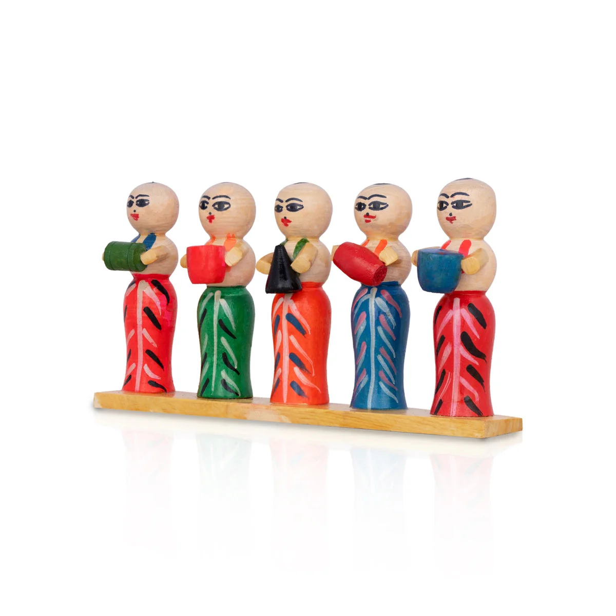 Iyer Musical Band Set- 4.25 X 7.5 Inches | Kondapalli Toy/ Kolu Bommai/ Wood Sculpture For Table Top & Festive - Image 2