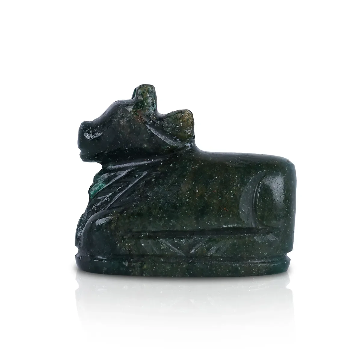 Jade Nandi Murti - 1.5 X 1.75 Inches | Green Jade Stone Idol/ Nandi Statue For Pooja - Image 2