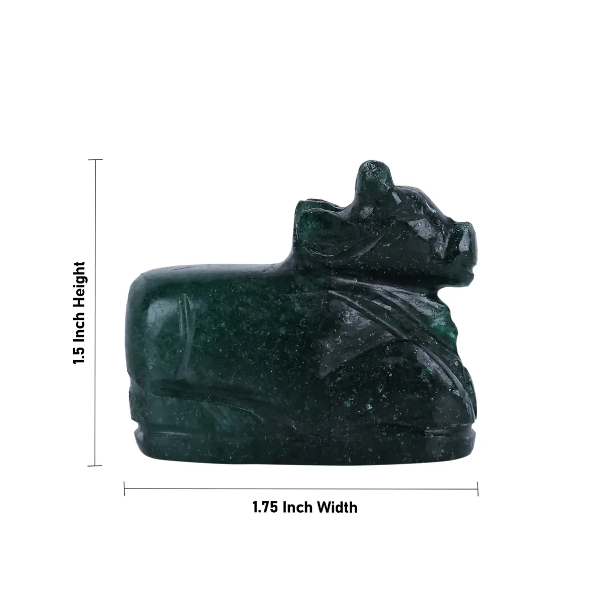 Jade Nandi Murti - 1.5 X 1.75 Inches | Green Jade Stone Idol/ Nandi Statue For Pooja - Image 3