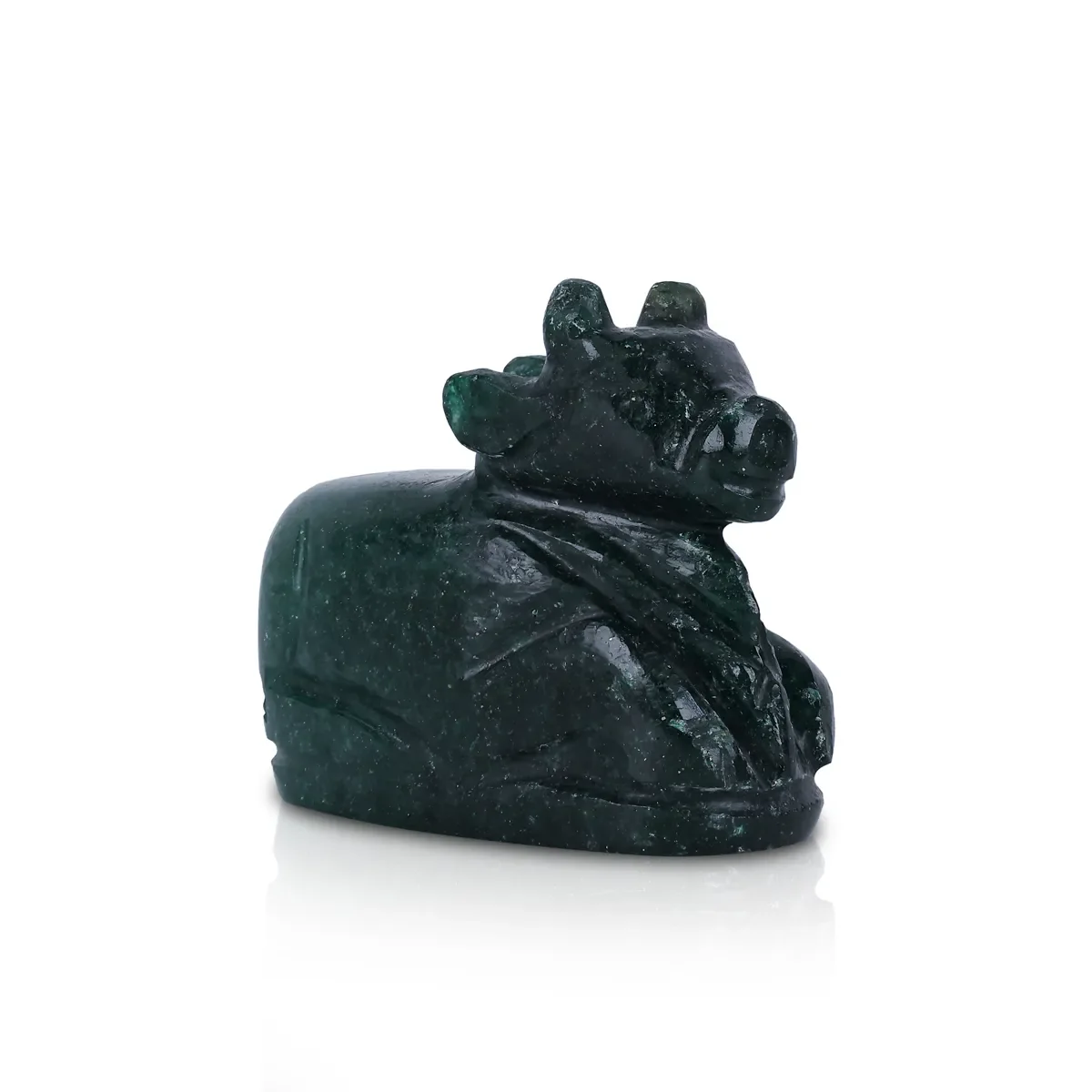 Jade Nandi Murti - 1.5 X 1.75 Inches | Green Jade Stone Idol/ Nandi Statue For Pooja - Image 4