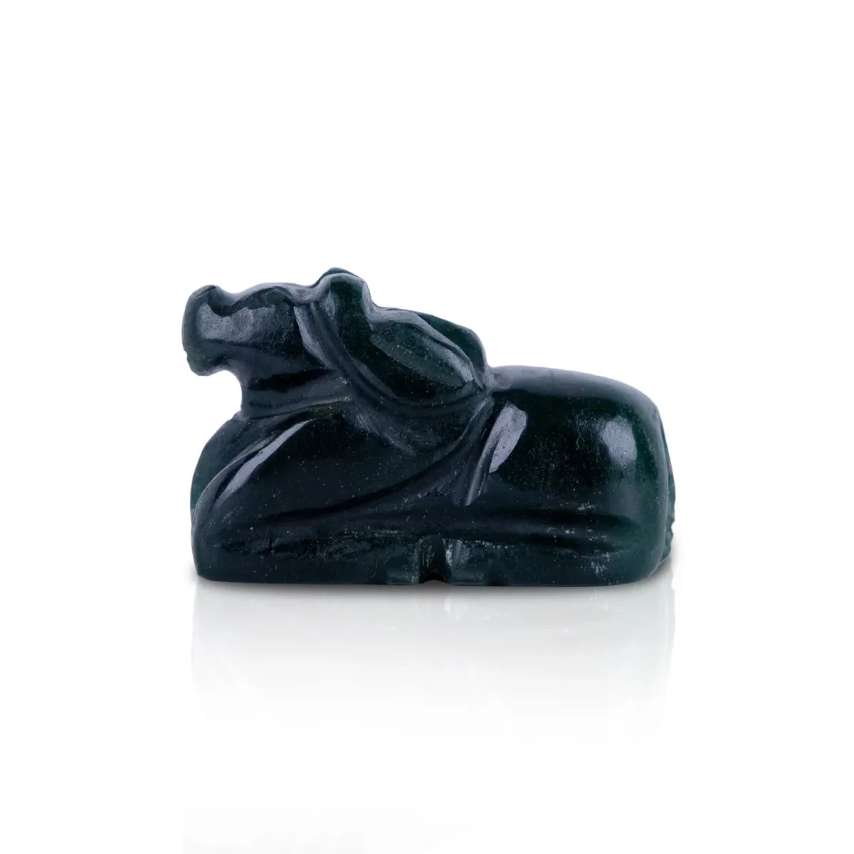 Jade Nandi statue - 1 X 1.5 Inches | Green Jade Nandi Murti/ Shiva Vahana idol For Home Pooja - Image 2