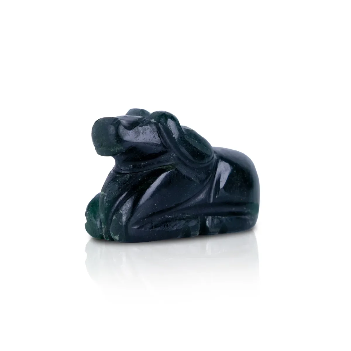 Jade Nandi statue - 1 X 1.5 Inches | Green Jade Nandi Murti/ Shiva Vahana idol For Home Pooja - Image 3
