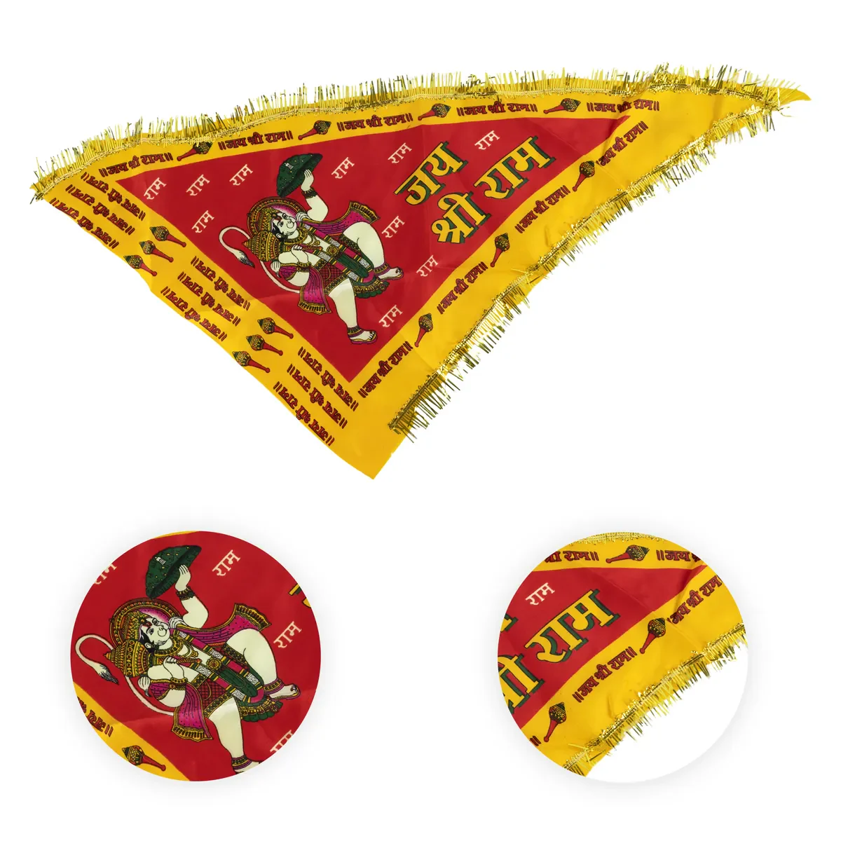 Jai Shri Ram Flag - 31 Inches | Hanuman Printed Religious Dhwaj/ Hindu Pooja Flag - Image 2