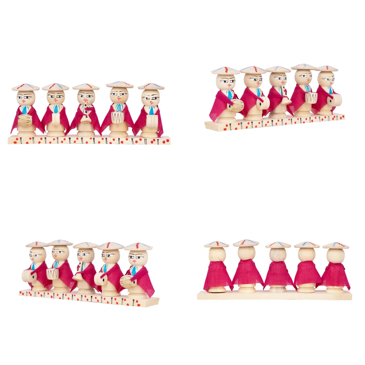 Japanese Musical Band - 3 X 8.5 Inches | Kondapalli Toy/ Kolu Bommai/ Wood Sculpture For Table Top And Gifting - Image 2