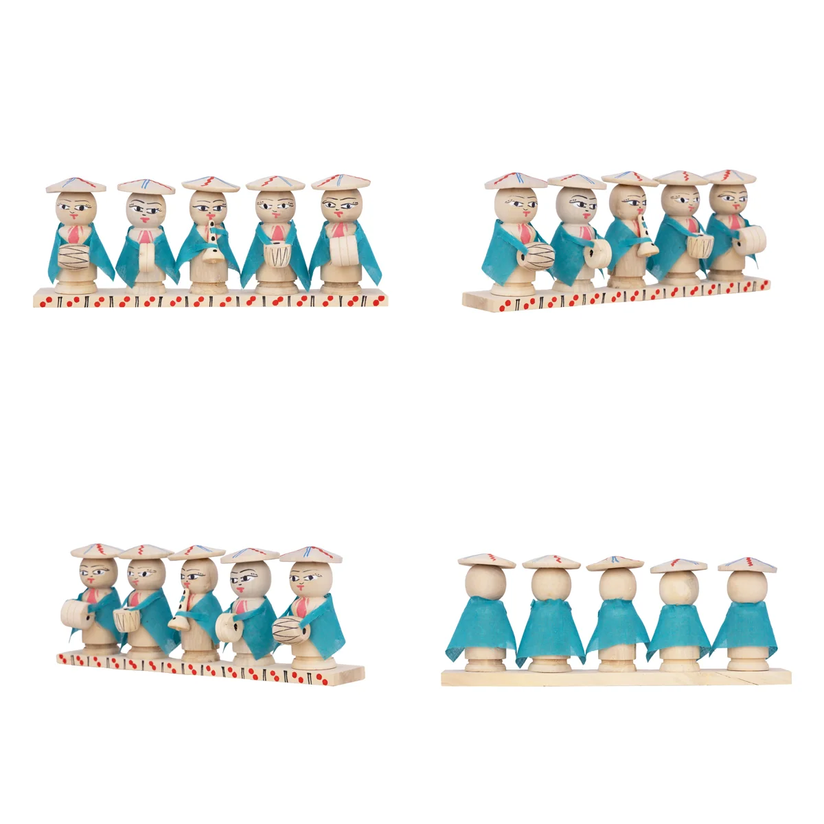 Japanese Musical Band - 3 X 8.5 Inches | Kondapalli Toy/ Kolu Bommai/ Wood Sculpture For Table Top And Gifting - Image 3