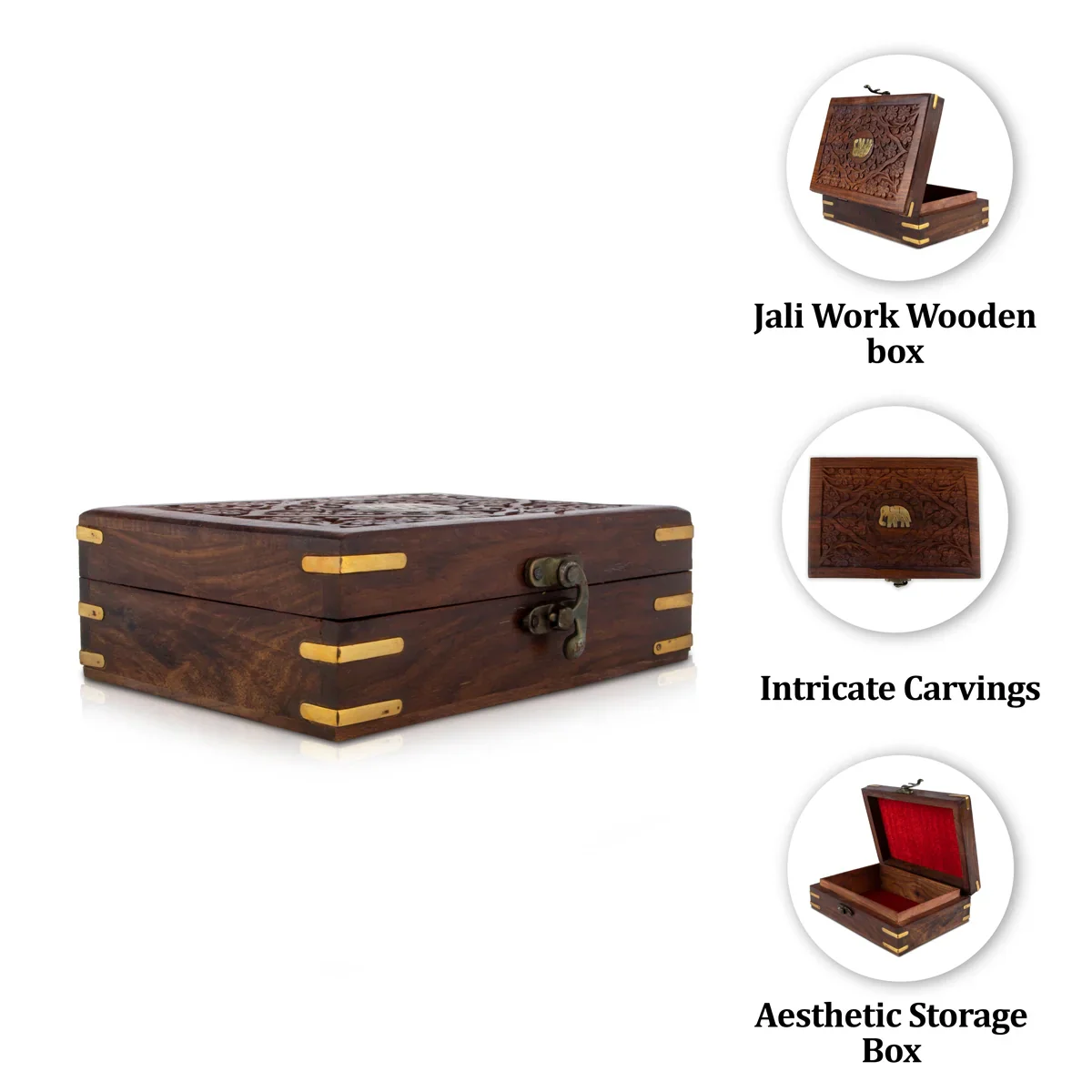 Jewellery Box - 2.5 x 7 x 5 Inches | Brass Design Jewellery Organizer/ Jewelry Box for Women - Image 7