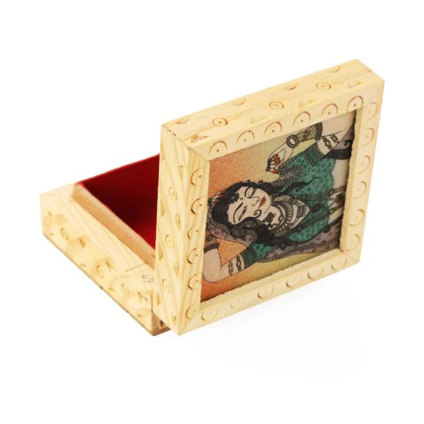 Jewellery Box - 3 x 3 Inches | Wooden Box/ Sheesam Wood Gem Stone Box for Women - Image 4