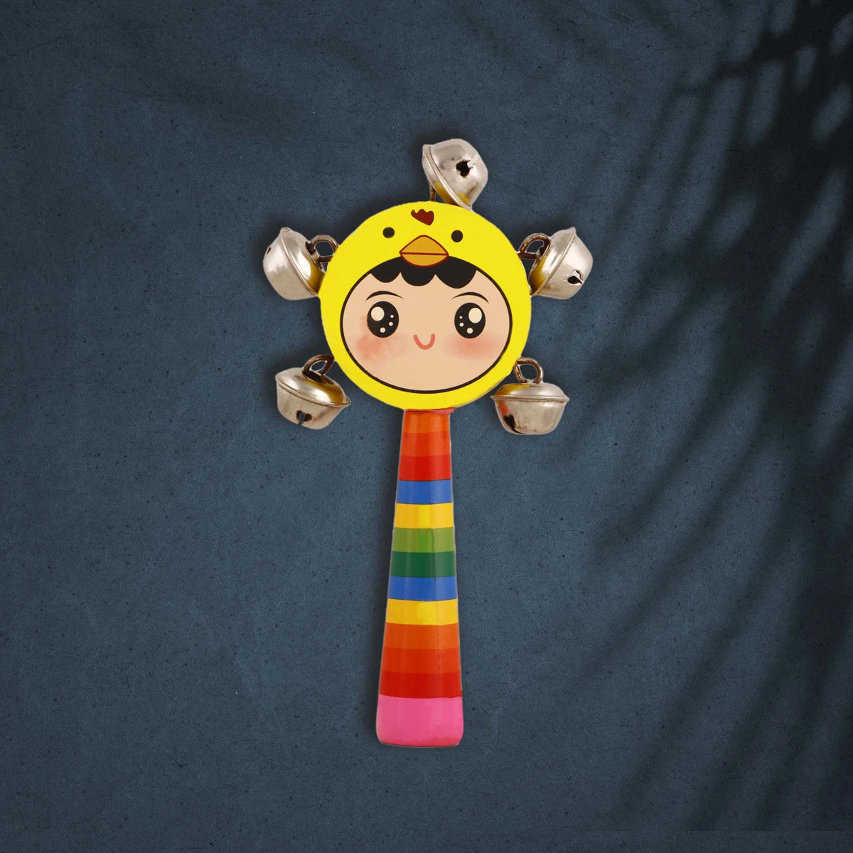 Jingle Bell Rattle Toy - 6.5 x 3.5 Inches | Ghungroo Toy/ Wooden Toy for Kids - Image 2