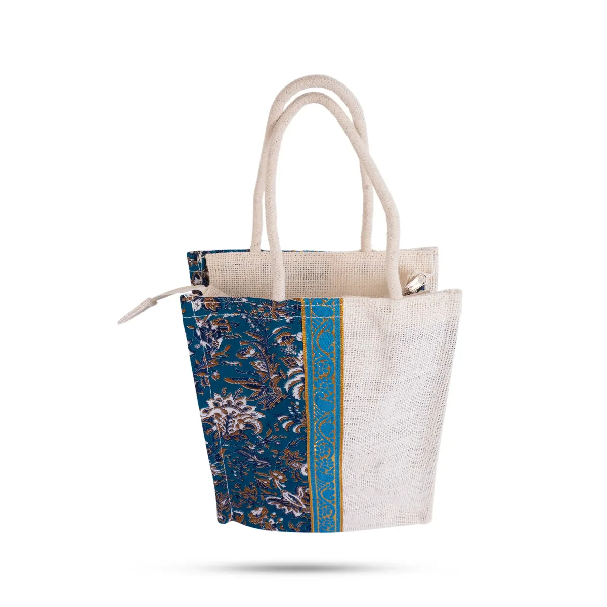 Jute Bag With Handle - 10 X 8 Inches | Jute Handbag/ Jute Tote Bag With Zip/ Gift Bag For Shopping - Image 5