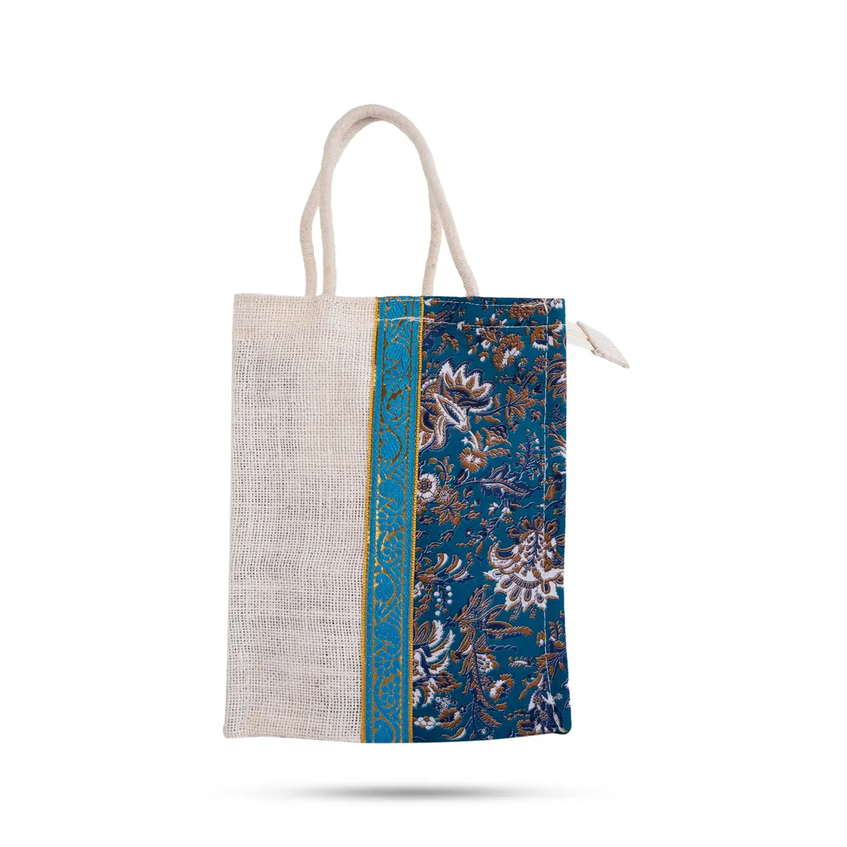 Jute Bag With Handle - 10 X 8 Inches | Jute Handbag/ Jute Tote Bag With Zip/ Gift Bag For Shopping - Image 6
