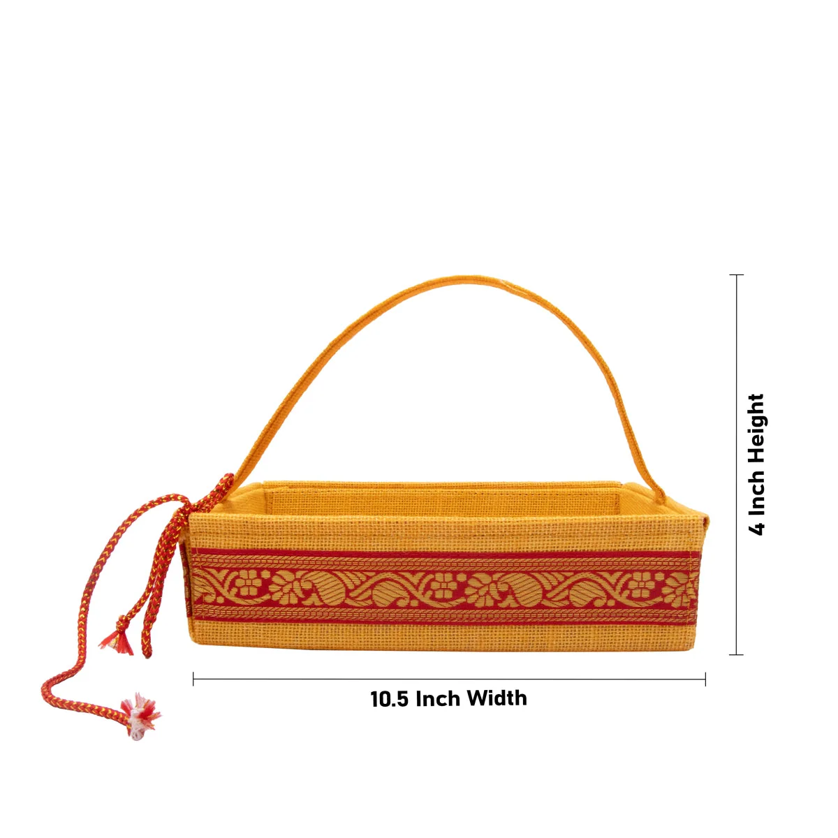Jute Bag with Handle - 4 x 10.5 x 8.5 Inches | Basket Handbag/ Jute Handbag for Women - Image 5