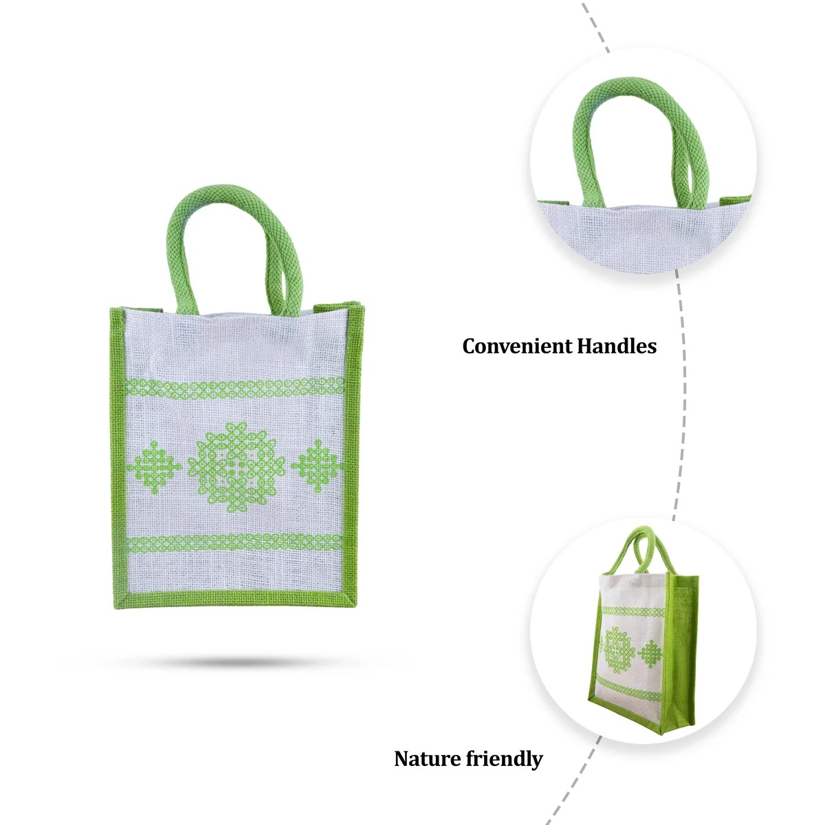 Jute Bag With Velcro - 11 x 9 Inches | Jute Shopping Bag/ Jute Tote Bag for Women/ 110 Gms/ Assorted Colour - Image 7