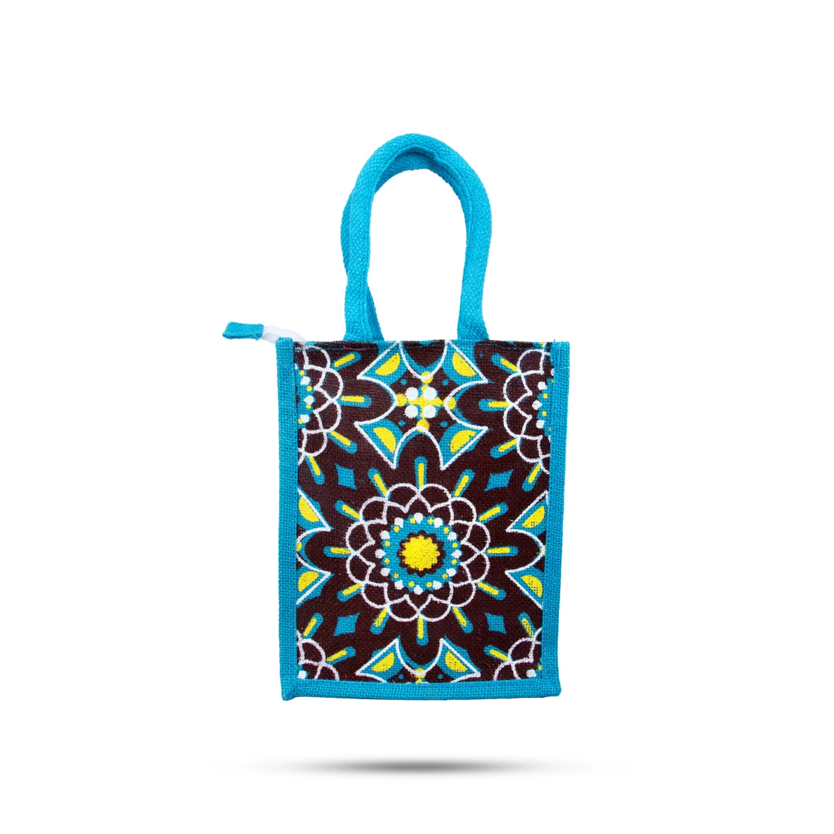 Jute Bag with Zip - 10 x 8 Inches | Handbag/ Tote Bag for Women/ Assorted Colour and Design - Image 6
