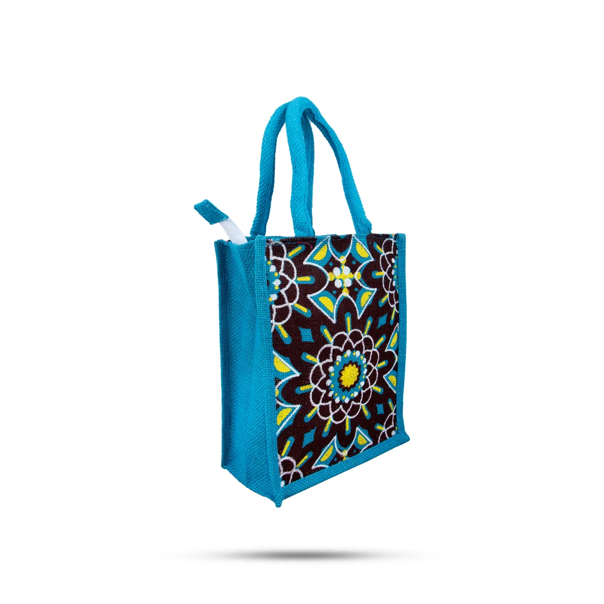 Jute Bag with Zip - 10 x 8 Inches | Handbag/ Tote Bag for Women/ Assorted Colour and Design - Image 7