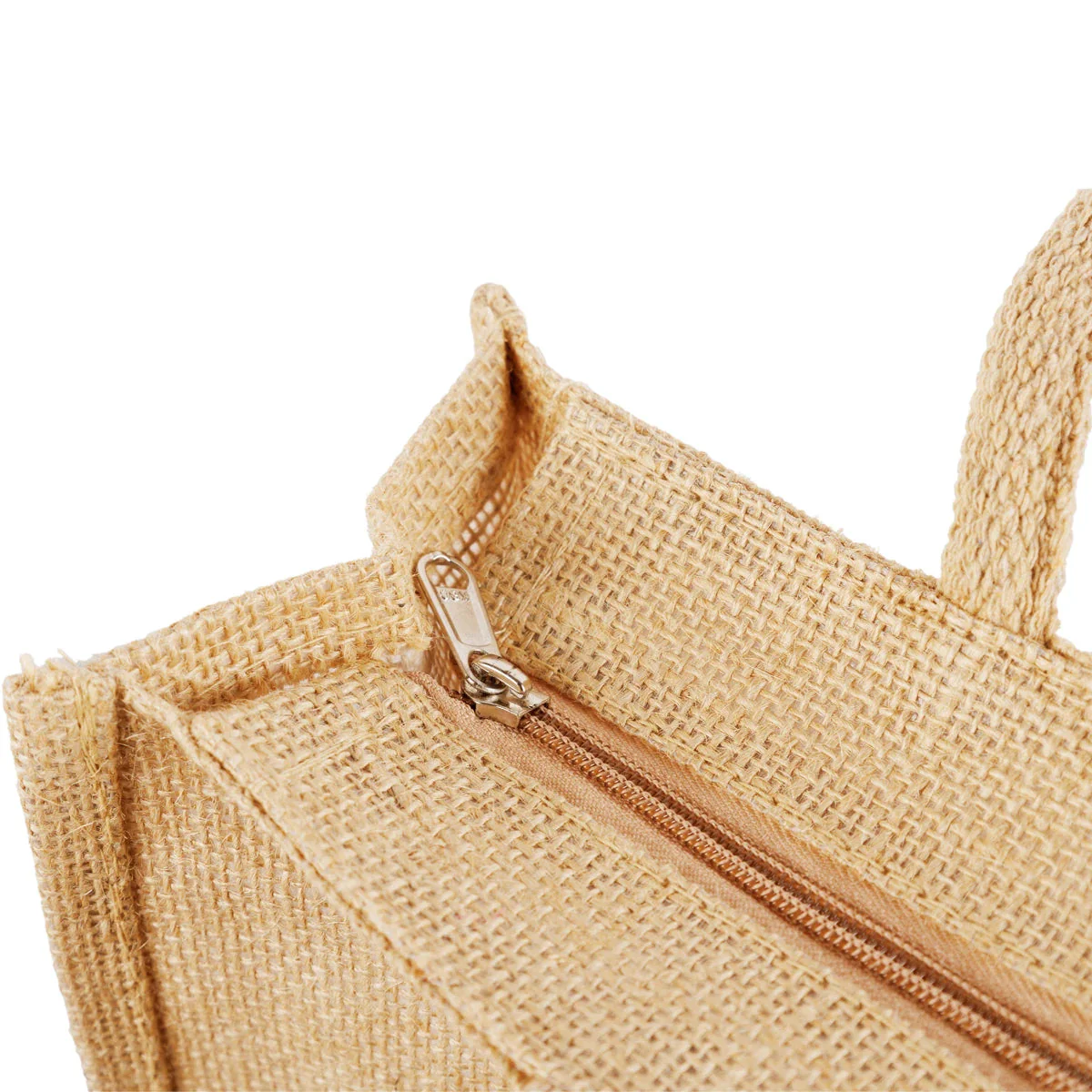 Jute Bag With Zip - 12 X 14 Inches | Jute Carry Bag/ Transparent Cover Gift Bag/ Jute Handbag For Return Gift - Image 5