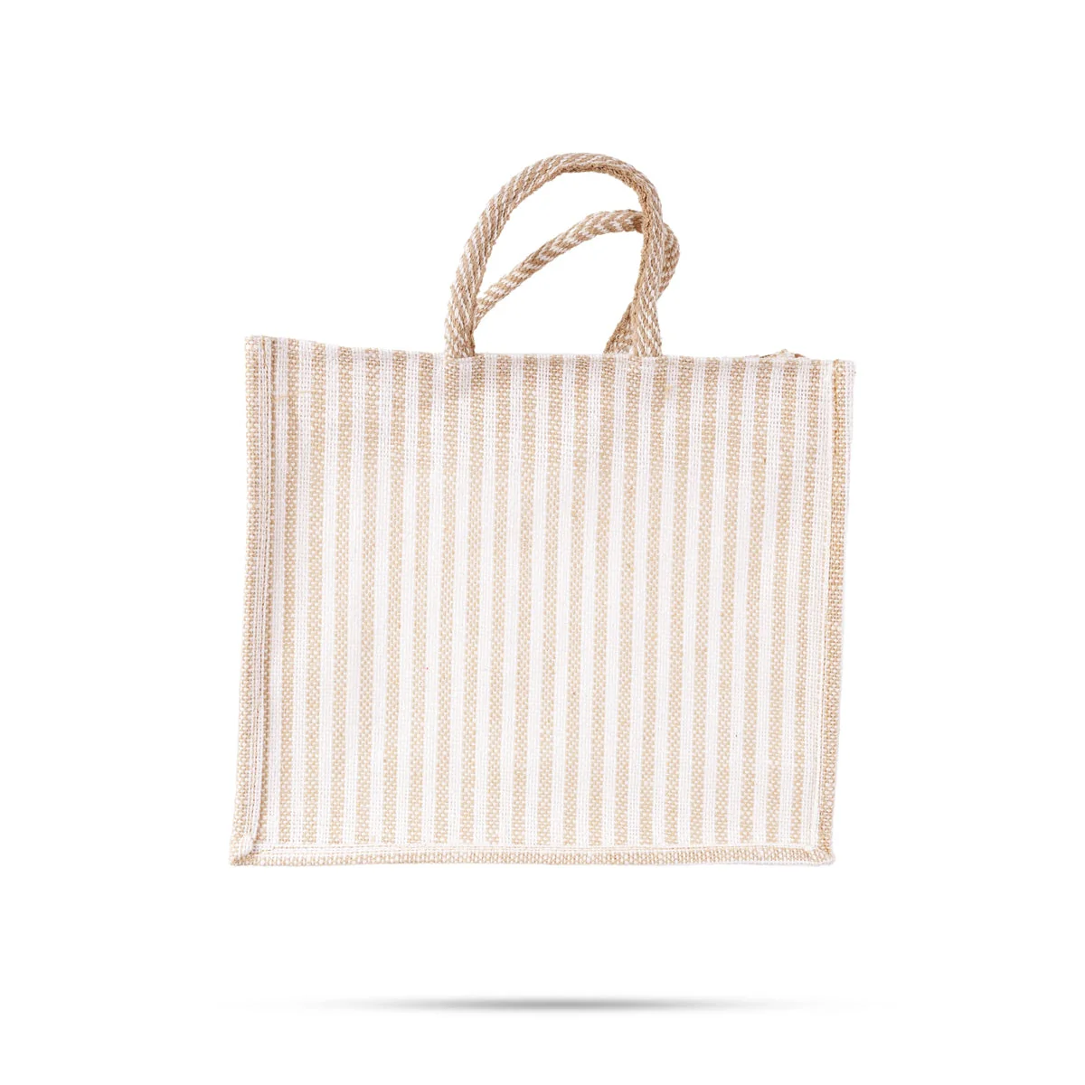 Jute Bag With Zip - 12 X 14 Inches | White Stripes Jute Handbag/ Transparent Cover Gift Bag For Return Gifts - Image 6