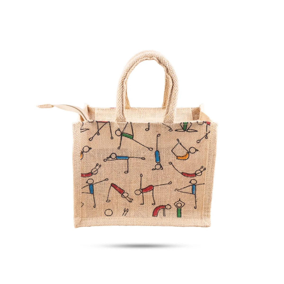 Jute Bag with Zip - 8 x 10 Inches | Handbag/ Tote Bag for Women/ Assorted Colour & Design - Image 5