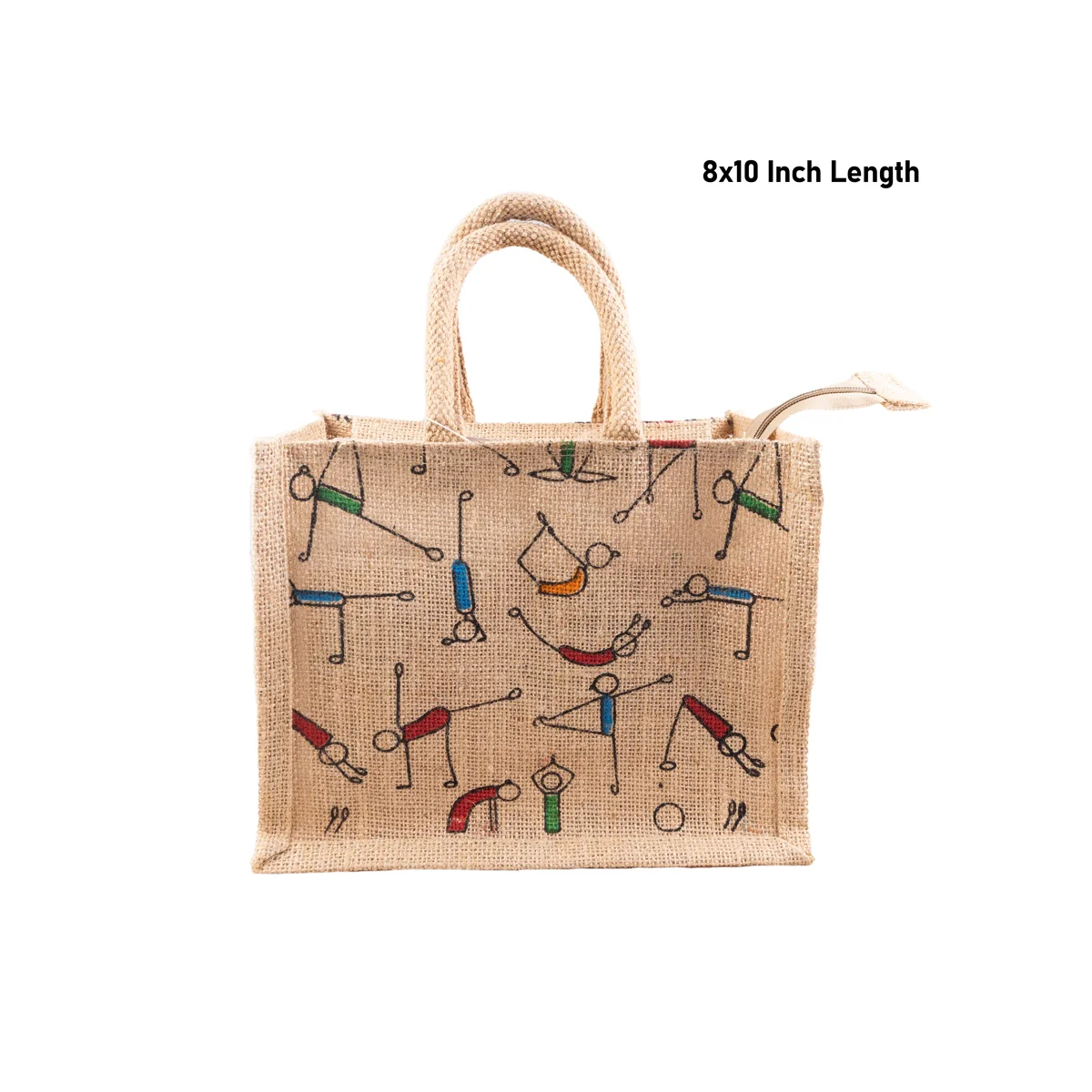 Jute Bag with Zip - 8 x 10 Inches | Handbag/ Tote Bag for Women/ Assorted Colour & Design - Image 6