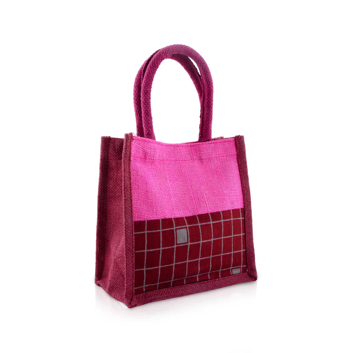 Jute Handbag - 8 x 8 Inches | Velcro Print Jute Tote Bag/ Kalamkari Cloth Jute Carry Bag for Women - Image 8
