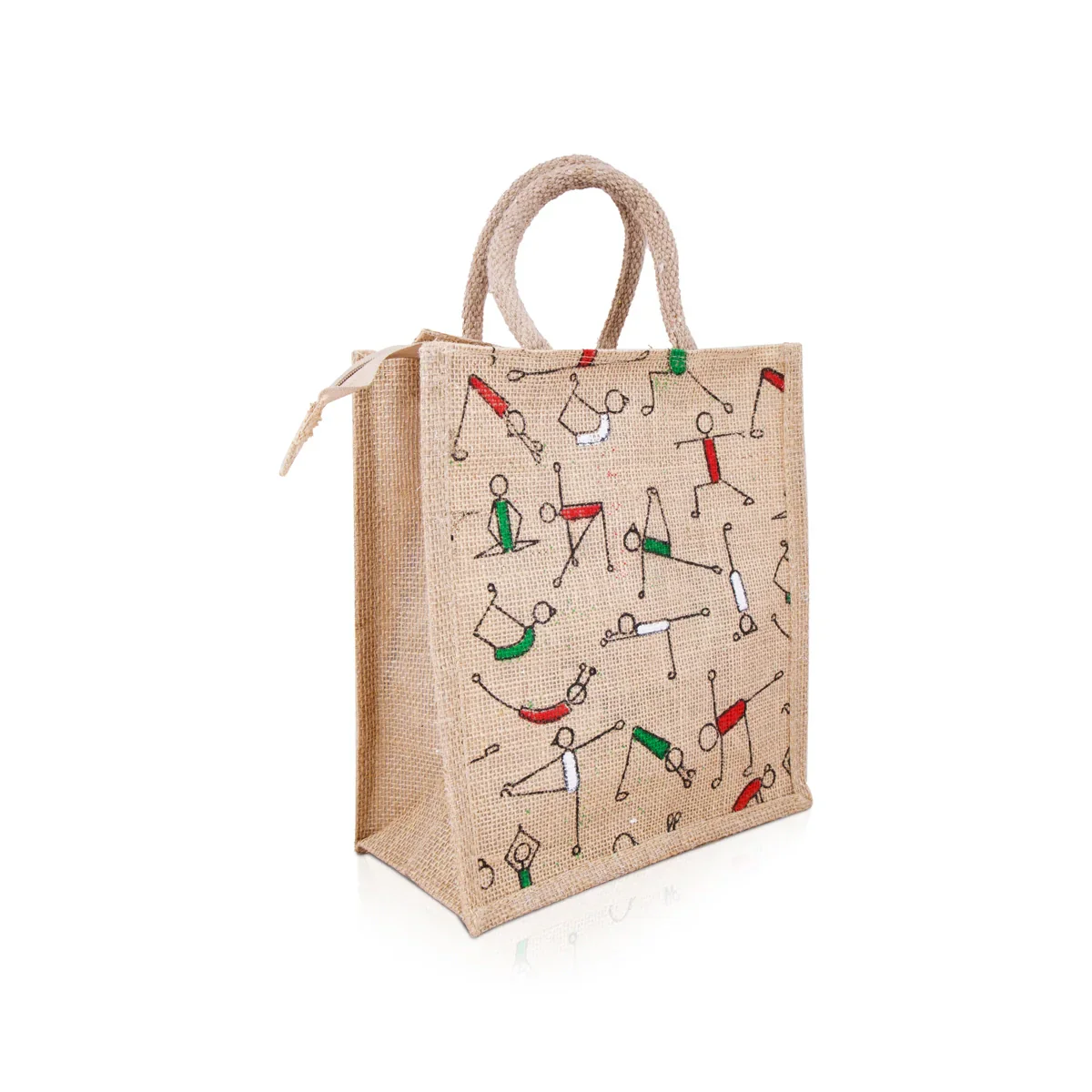 Jute Handbag with Zip - 10 x 10 Inches | Jute Tote Bag/ Jute Carry Bag for Women - Image 2