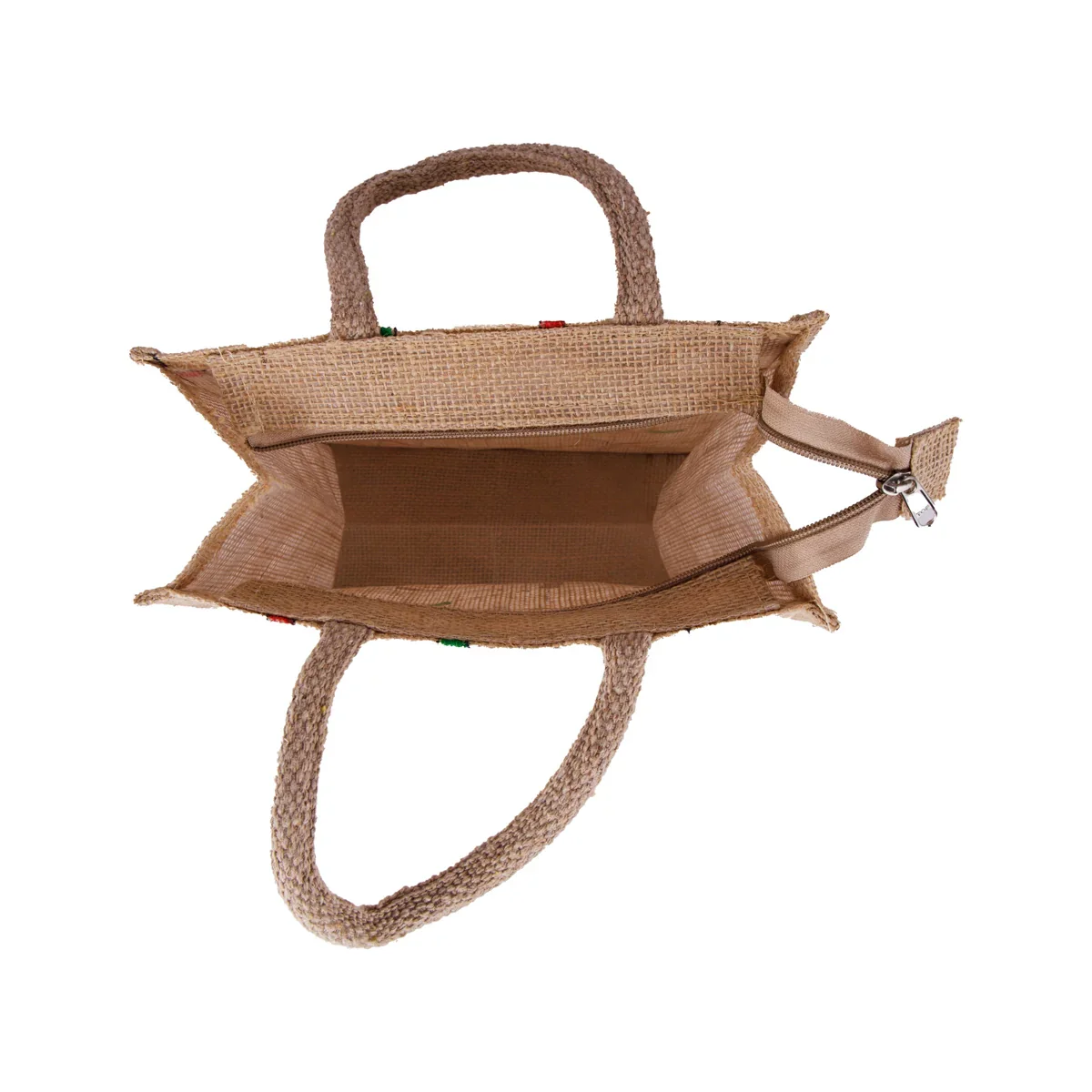Jute Handbag with Zip - 10 x 10 Inches | Jute Tote Bag/ Jute Carry Bag for Women - Image 4