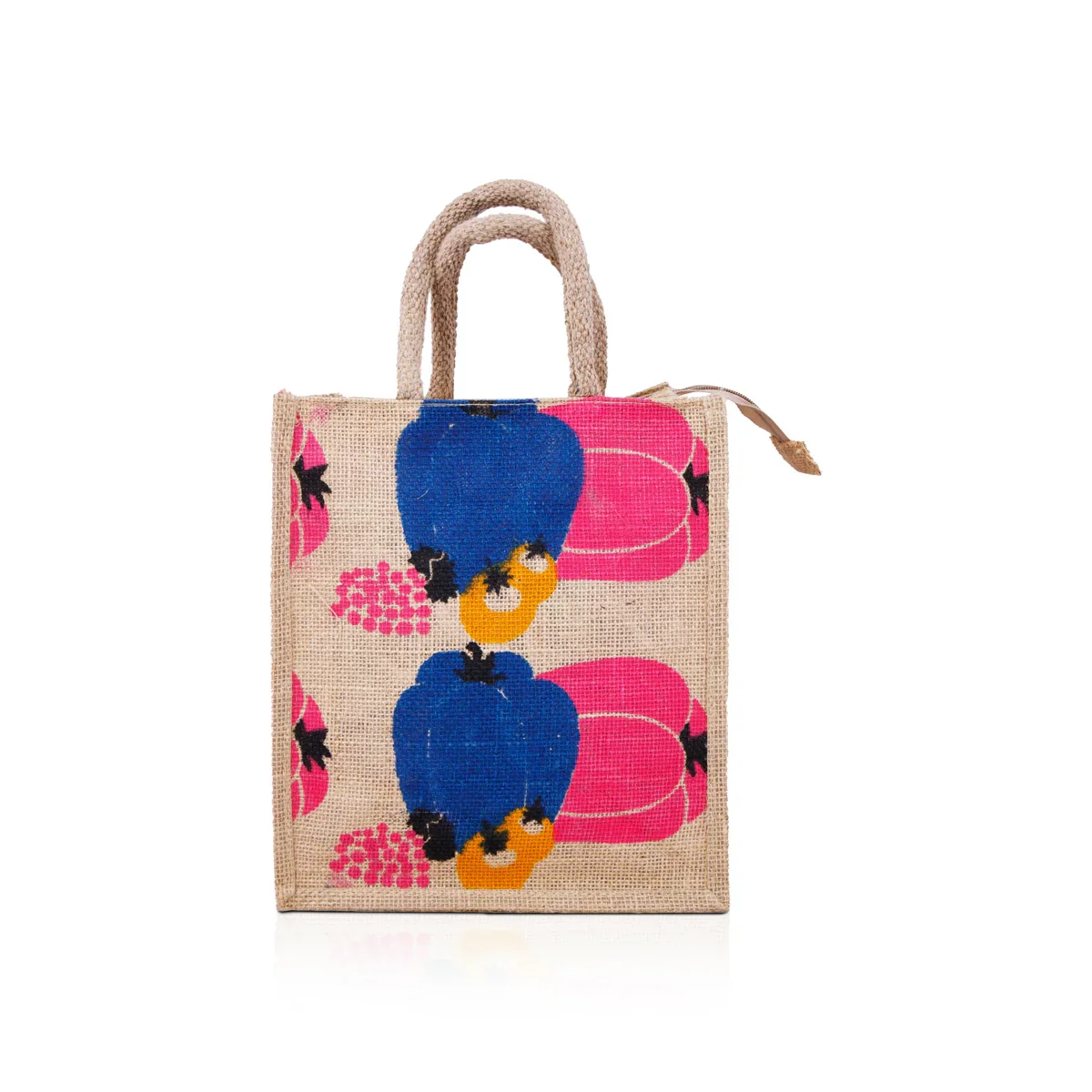 Jute Handbag with Zip - 10 x 10 Inches | Jute Tote Bag/ Jute Carry Bag for Women - Image 5