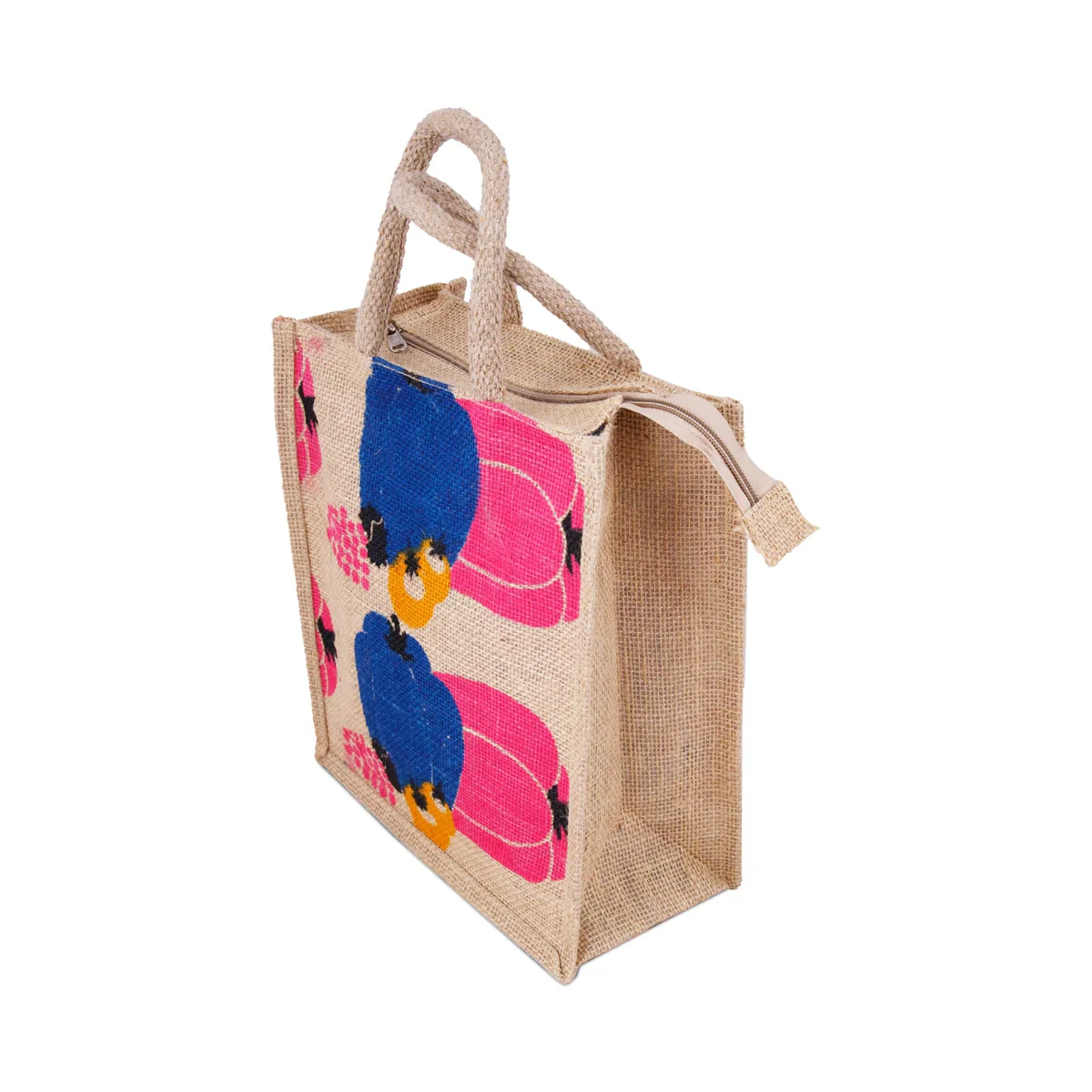 Jute Handbag with Zip - 10 x 10 Inches | Jute Tote Bag/ Jute Carry Bag for Women - Image 7