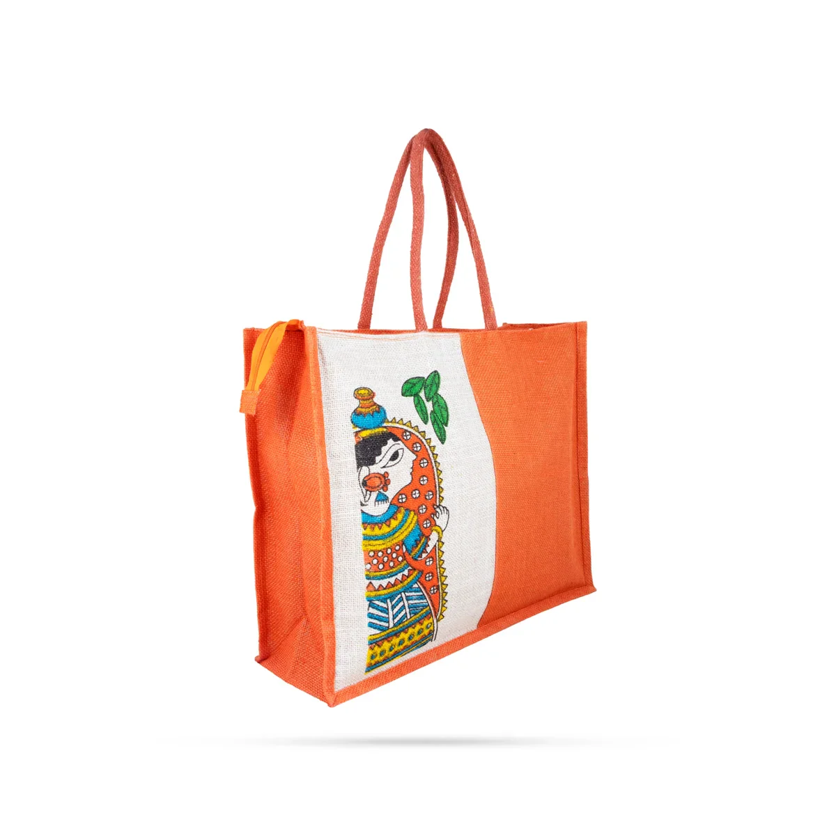 Jute Handbag with Zip - 15 x 18 Inches | Jute Tote Bag/ Jute Carry Bag for Women - Image 3