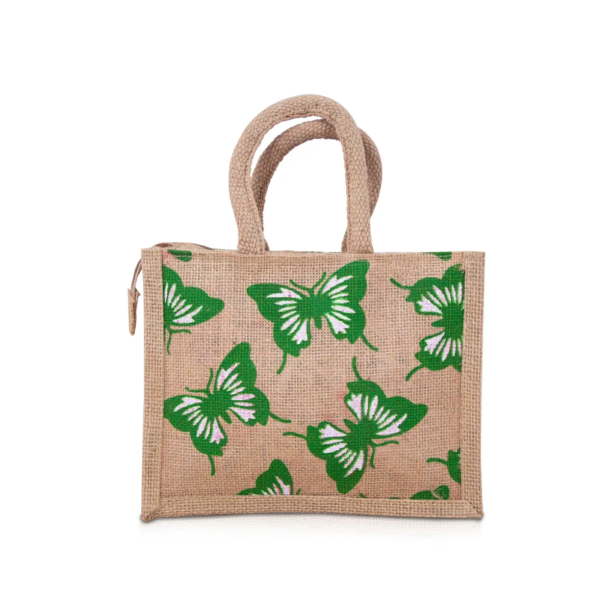 Jute Handbag with Zip - 8 x 10 Inches | Jute Tote Bag/ Jute Carry Bag for Women