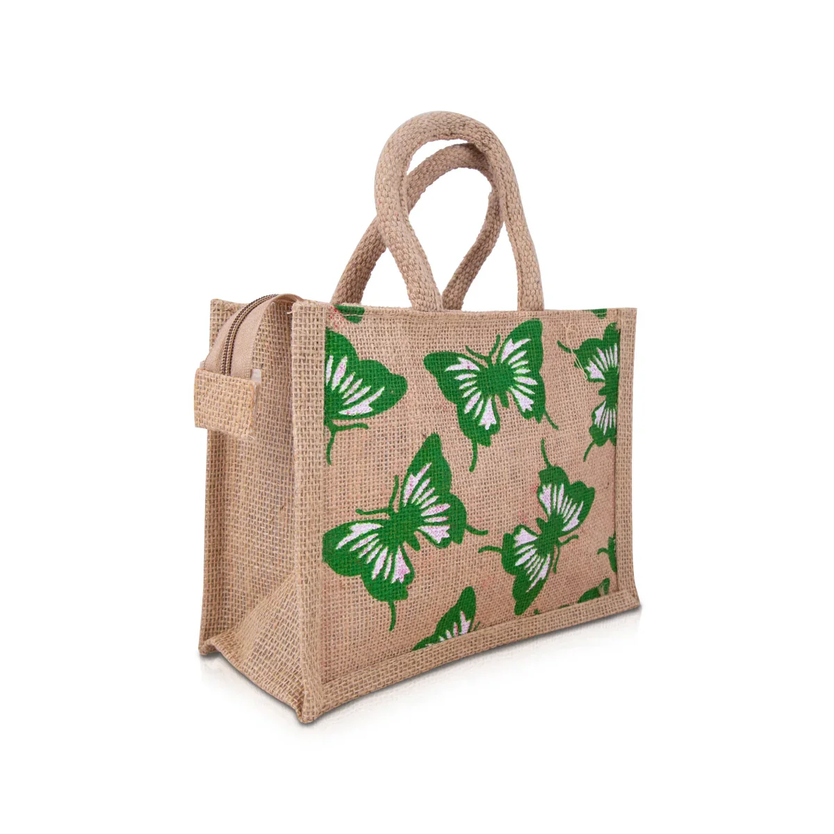 Jute Handbag with Zip - 8 x 10 Inches | Jute Tote Bag/ Jute Carry Bag for Women - Image 3