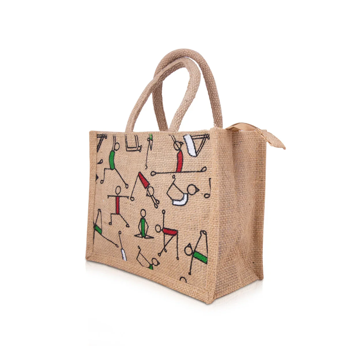 Jute Handbag with Zip - 8 x 10 Inches | Jute Tote Bag/ Jute Carry Bag for Women - Image 4