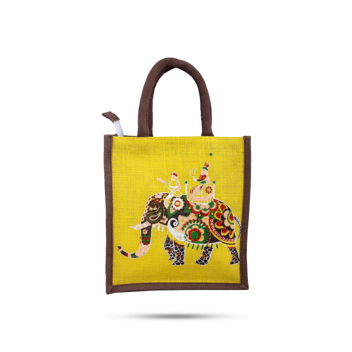 Jute Lunch Bag with Zip - 11 x 10 Inches | Jute Bag/ Handbag/ Tote Bag for Women/ Assorted Colour - Image 2
