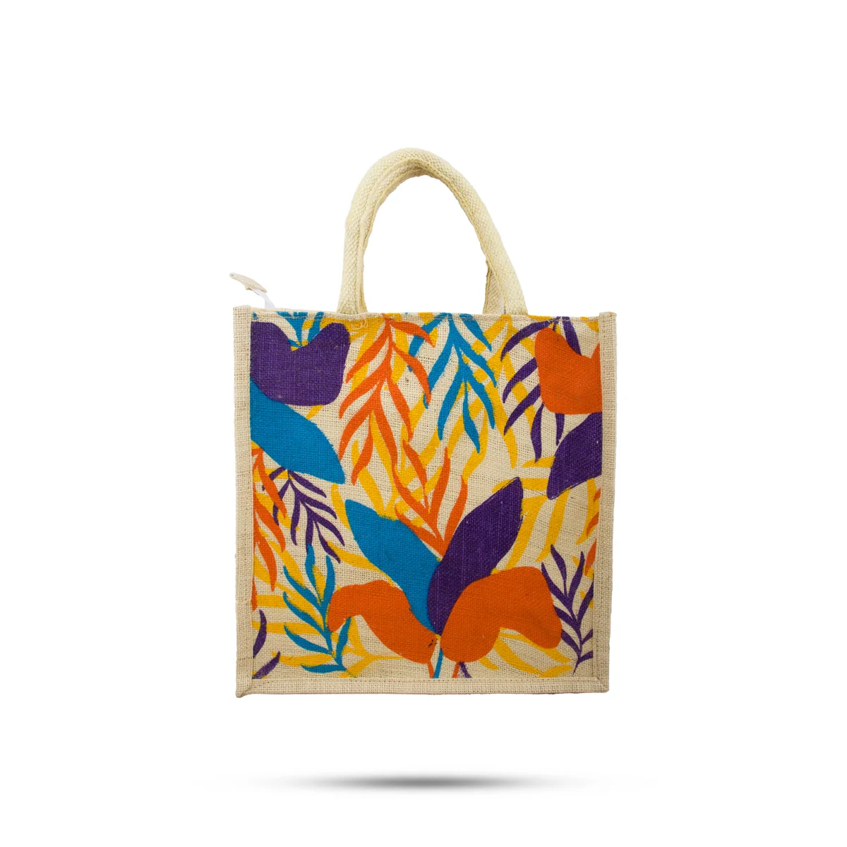 Jute Lunch Bag with Zip - 12 x 12 Inches | Jute Bag/ Handbag/ Tote Bag for Women/ Assorted Colour - Image 6