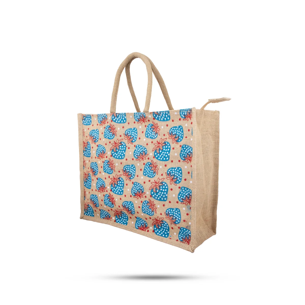 Jute Shopping Bag with Zip - 13 x 16 Inches | Jute Bag/ Handbag/ Tote Bag for Women/ Assorted Colour - Image 3