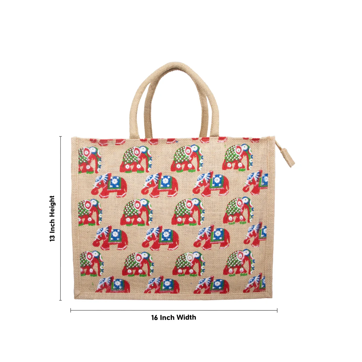 Jute Shopping Bag with Zip - 13 x 16 Inches | Jute Bag/ Handbag/ Tote Bag for Women/ Assorted Colour - Image 5