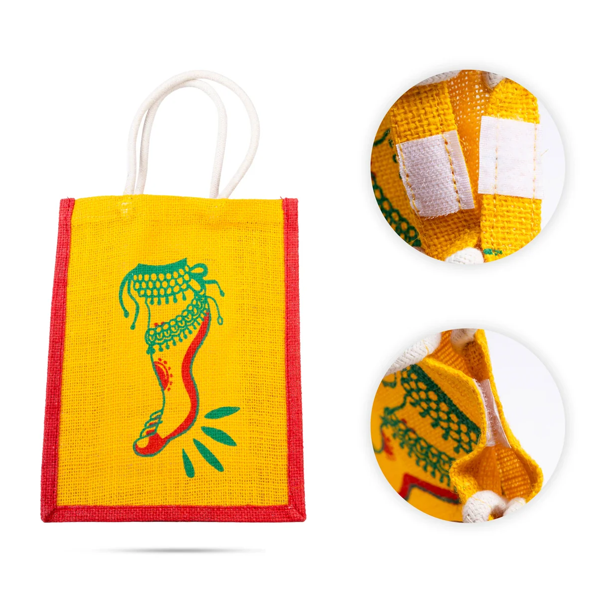 Jute Bag With Velcro - 10 x 8 Inches | Designing Tote Bag/ Jute Handbag/ Carry Bag For Shopping & Gifting - Image 2