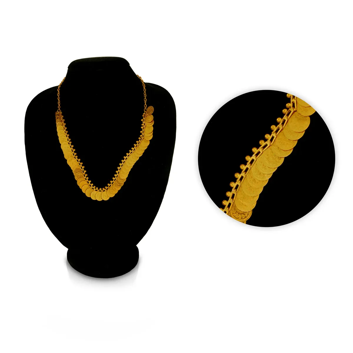 Kaasumala - 10 Inches | Gold Polish Kasumalai/ 50 Coin Kaasu Malai Necklace for Women - Image 2