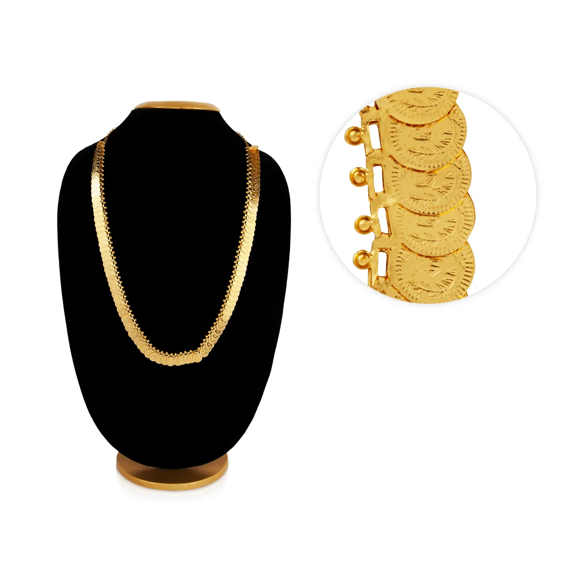 Kaasumala - 10 Inches | Gold Polish Kasumalai/ 100 Coin Kaasu Malai Necklace for Women - Image 2
