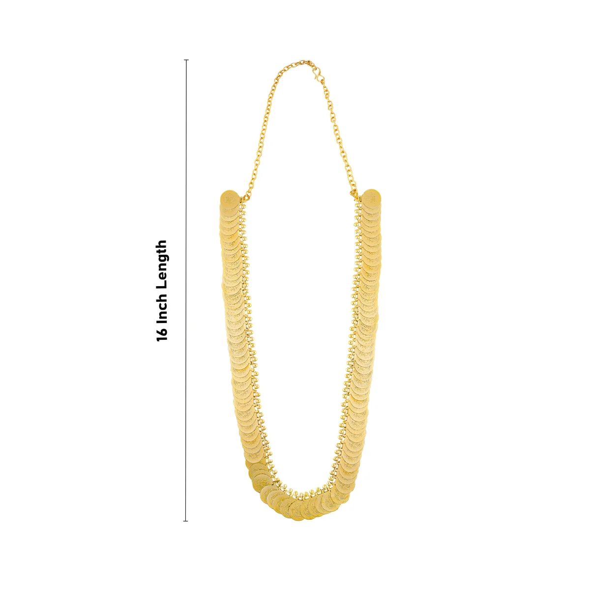 Kaasumala - 16 Inches | Artificial Jewellery/ 100 Coins Kasumalai/ Gold Polish Jewelry For Bridal & Deity - Image 3