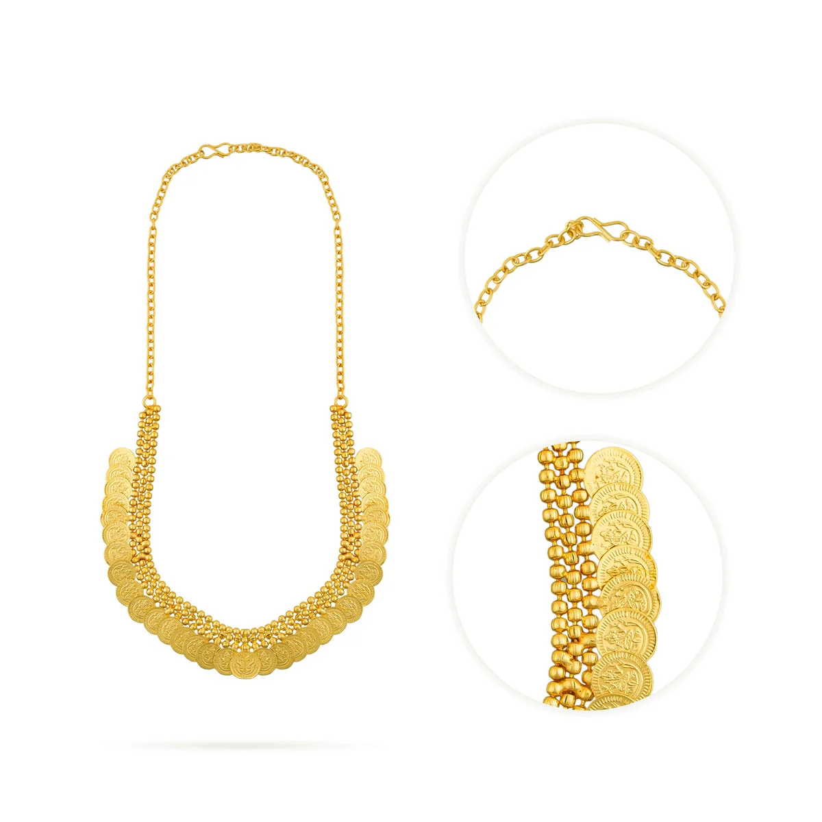 Kaasumala - 3.5 Inches | 35 Coin Kaasu Malai/ Artificial Jewelry/ Gold Polish Kasumala for Women - Image 2