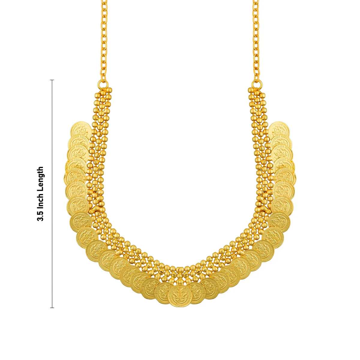 Kaasumala - 3.5 Inches | 35 Coin Kaasu Malai/ Artificial Jewelry/ Gold Polish Kasumala for Women - Image 3
